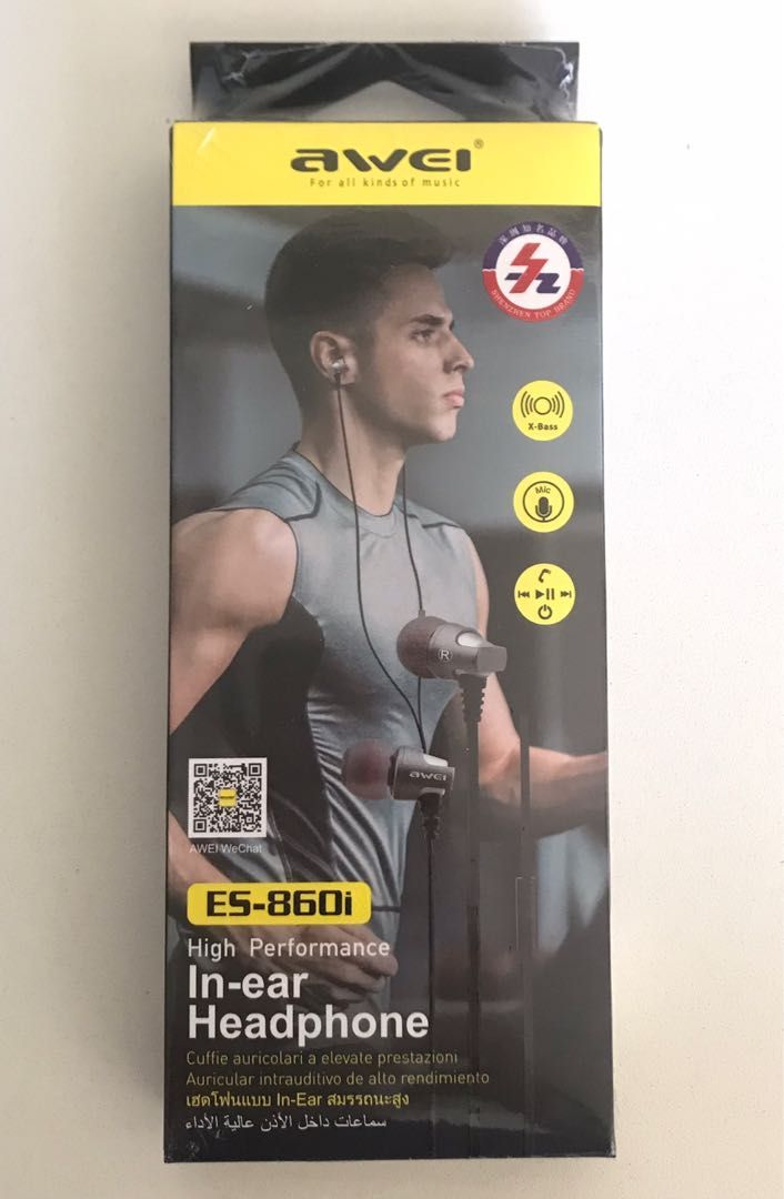 Awei In-ear Headphone Earphones (Category: Earphones) located in Pasay City. Submitted by kkalien (Listing ID 1299145226, Image 1). Description: Awei In-hear Headphone Earphones ES-860i Capacity: 80 mAh Transmission Range: 10 m Bluetooth: 4.2 Charging Time: 2 hrs Working Time: 6 hrs The shipping fee would be shouldered by the buyer. Payment will be done through GCash or BDO. Can be delivered through Angkas, Lalamove, or Grab Express. Please feel 