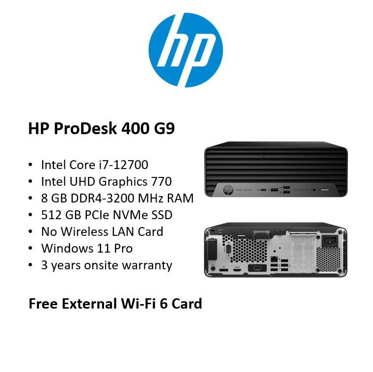 Brand New]HP ProDesk 400 G9 SFF Desktop|Intel Core i7-12700|16/24