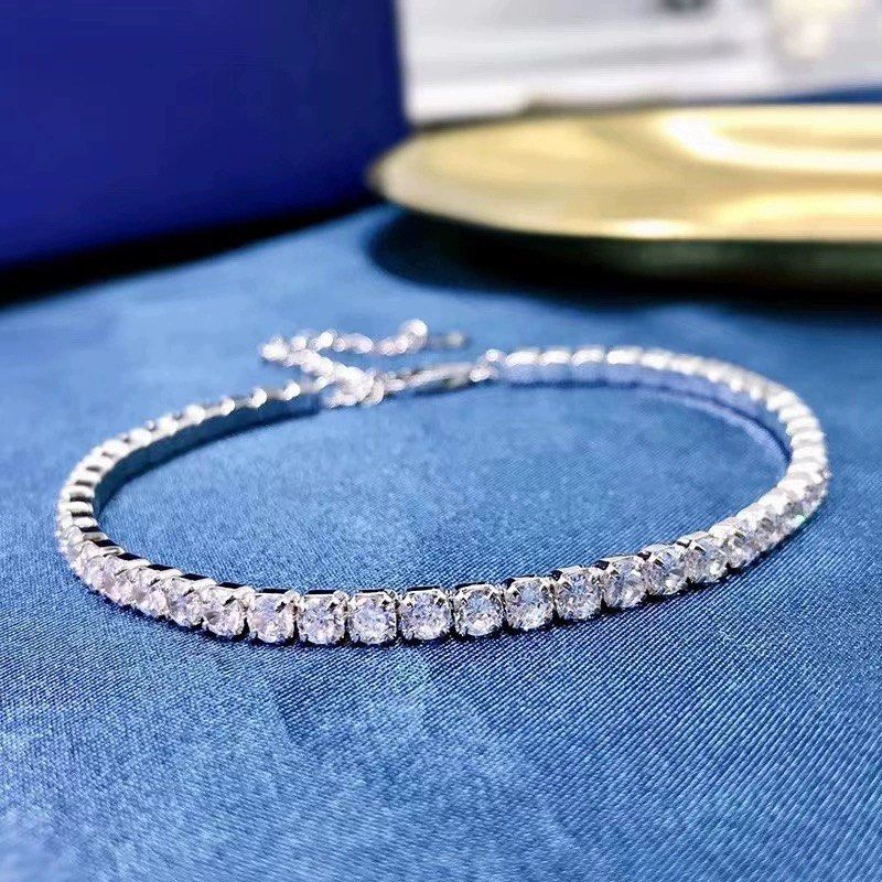 Moissanite Diamond Simulant Tennis Bracelet (Category: Bracelets) located in Singapore. Submitted by vvvelvet (Listing ID 1299115632, Image 2). Description: 16.5cm + 5cm 925 sterling silver plated .