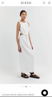 DISSH Leilani white linen  midi dress