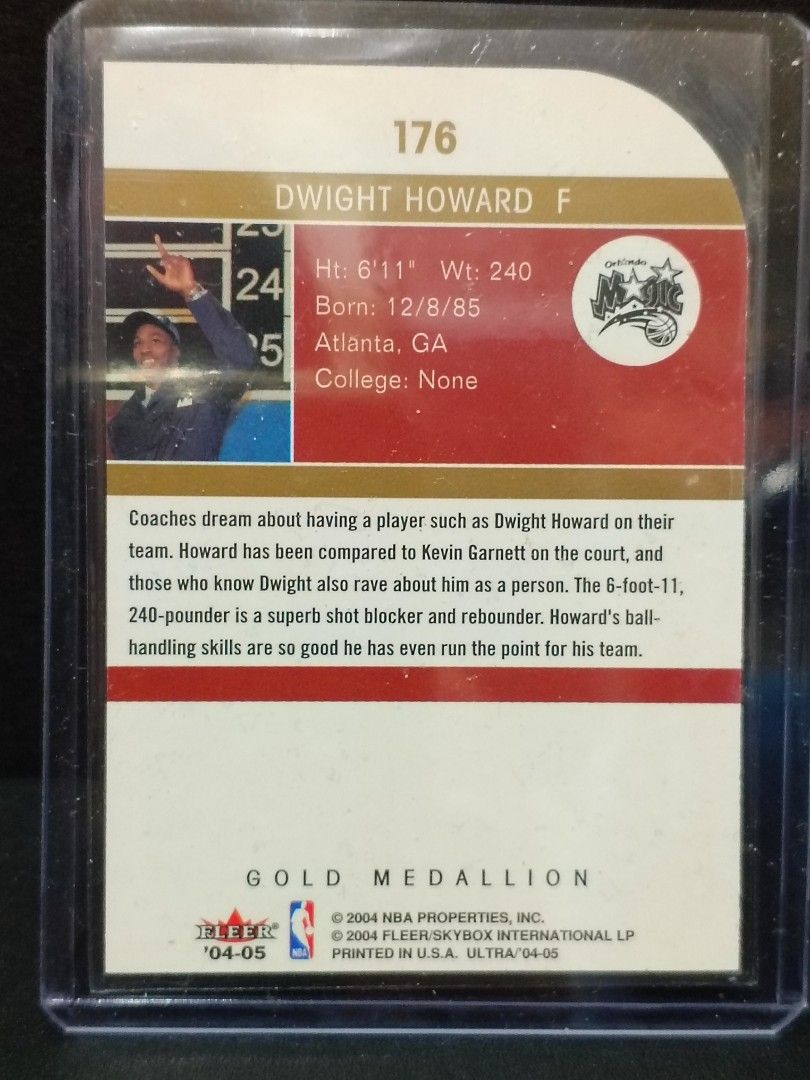 Fleer 2004-05 Dwight Howard RC Gold Medallion (Category: Raw Singles) located in Paranaque City. Submitted by limitedrun (Listing ID 1299253287, Image 2). Description: 2004-05 Fleer Dwight Howard RC GOLD MEDALLION ROOKIE CARD!! Condition: Mint MUST HAVE!! HARD TO FIND!! PAYMENT: •Bank deposit -BDO, BPI, GCash SHIPPING: •LBC, Grab Express, Lalamove (buyer shoulders shipping fee).
