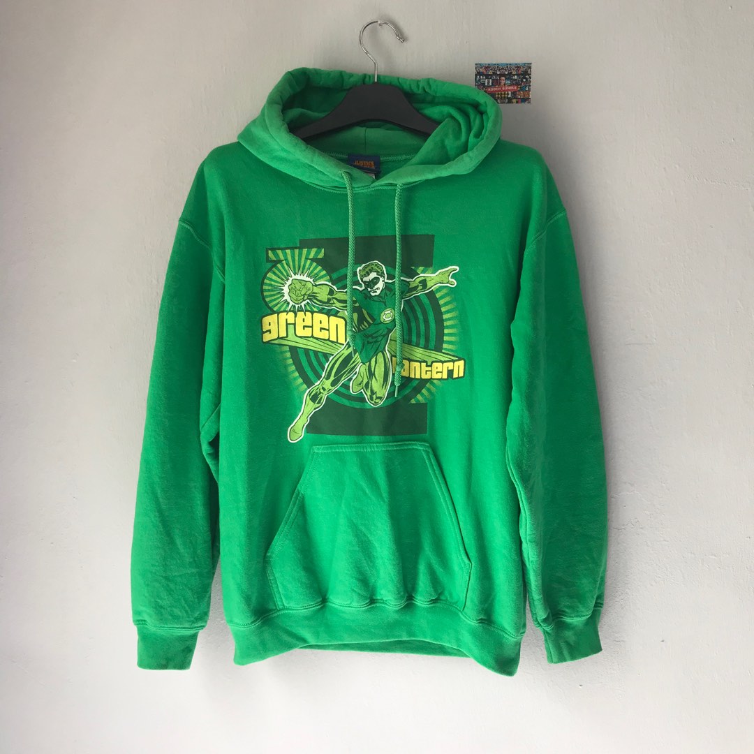DC Comics Green Lantern Symbol Pull-Over Hoodie – Mens Cotton Blend Long Sleeve