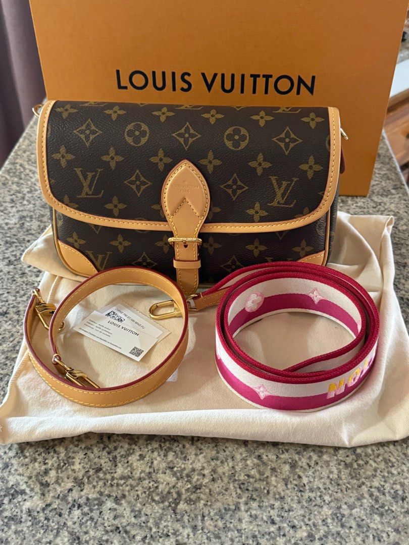 Guaranteed authentic LV Diane in monogram canvas (Category: Luxury Bags & Wallets) located in Naga. Submitted by akimadison.ph (Listing ID 1299233743, Image 1). Description: Guaranteed authentic Louis Vuitton Diane pink strap Comes complete except receipt Just kept Steal deal! This retails for 140k up!.