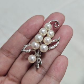 Japan Real Pearl Brooch Pin Marked Sterling
