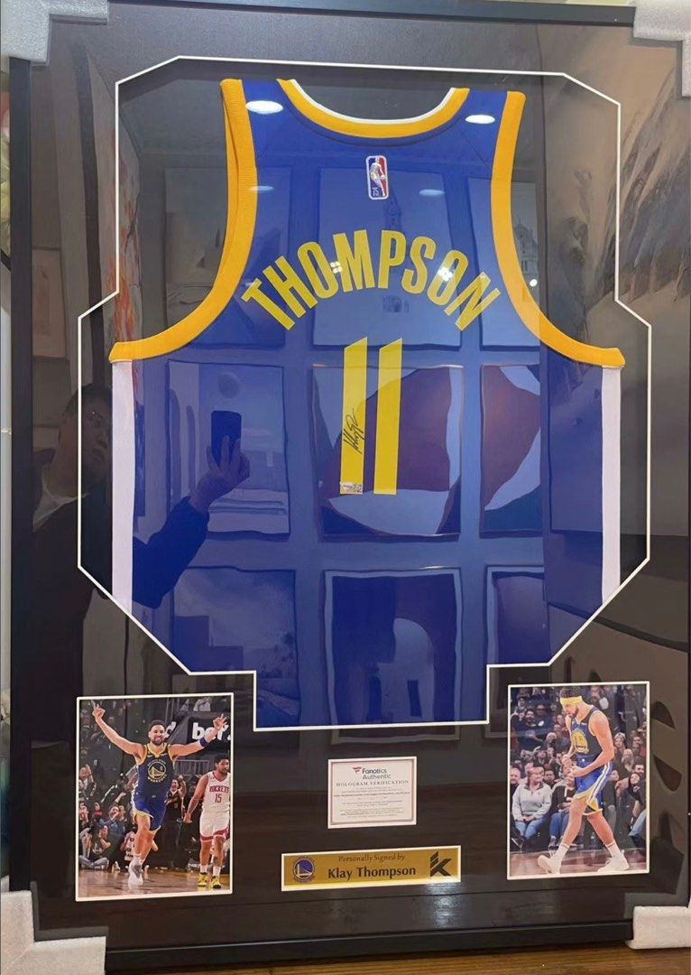 Klay Thompson signed jersey No. 11 Warriors with framed Hobbies Toys Memorabilia Collectibles Fan Merchandise on Carousell