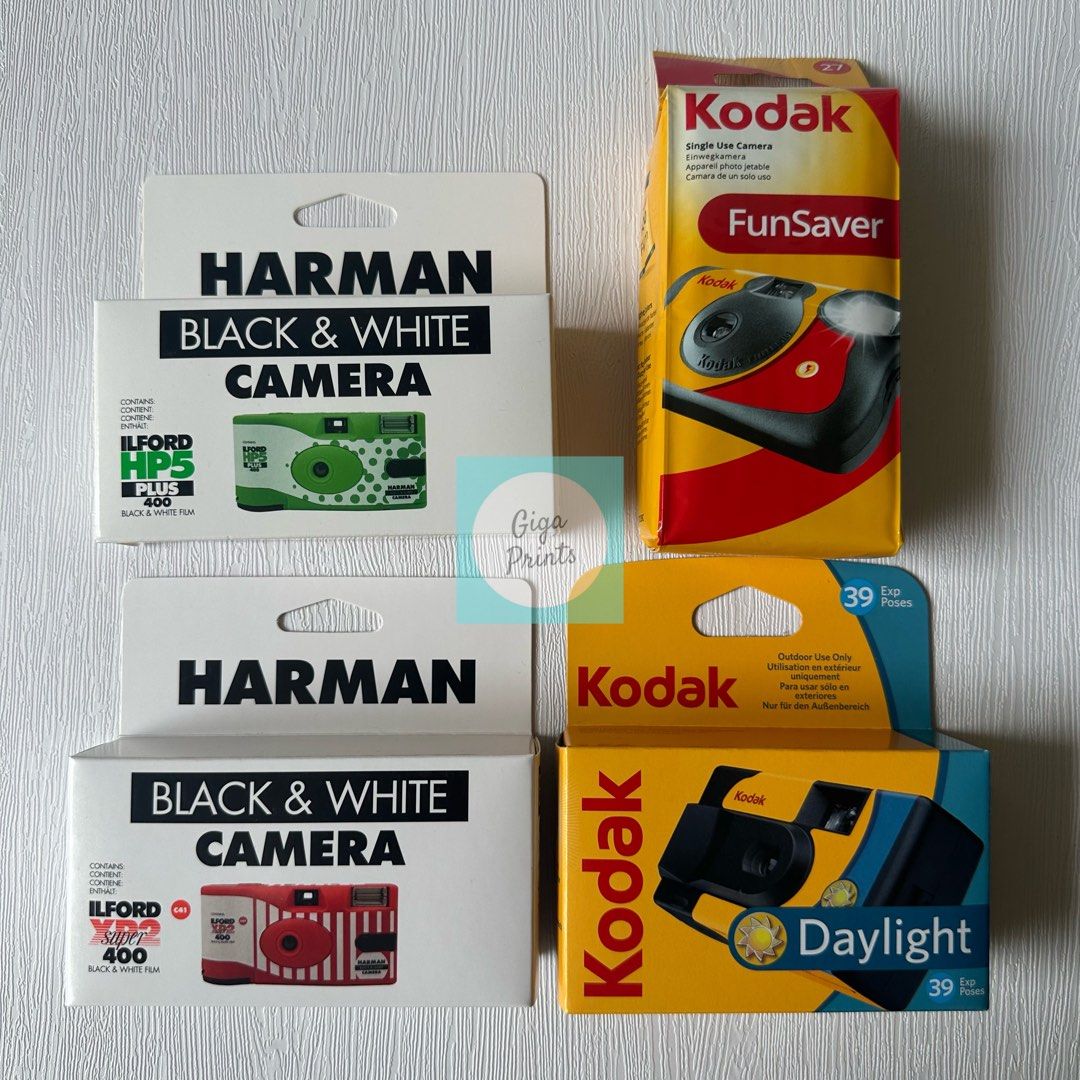 Kodak Single Use Disposable Film Camera (Category: Cameras) located in Quezon City. Submitted by bdsdc1998 (Listing ID 1299155704, Image 1). Description: Disposable Film Camera: 1,199 - Kodak Daylight (Sept 2025 exp) 1,499 - Kodak Funsaver (Jan 2026 exp) 999 - Harman Ilford Hp5 Black & White Disposable Camera (May 2026 exp) 999 - Harman Ilford Xp2 Black & Whire Disposable Camera (July 2025 exp) . . . Loc: Roxas Qc .