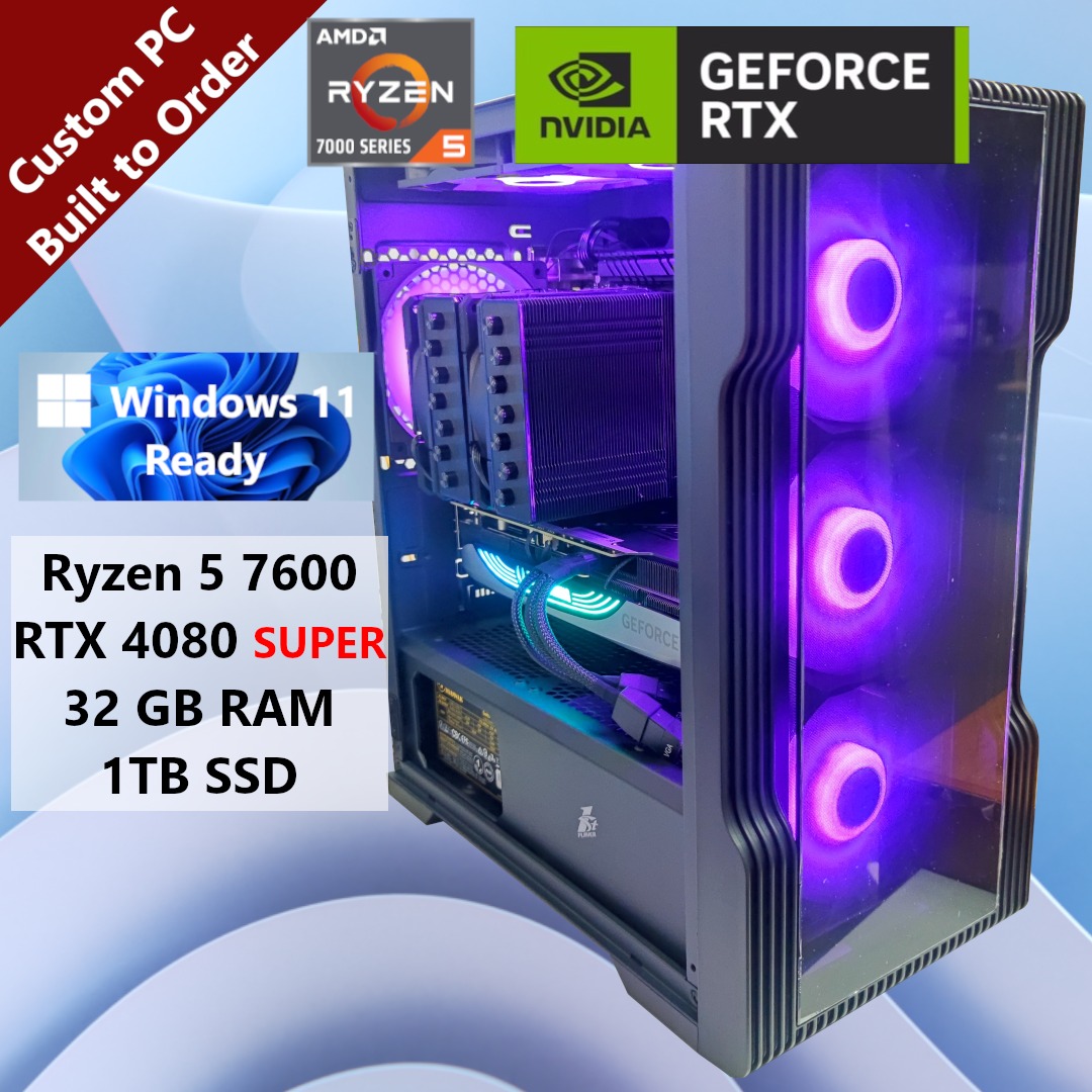 [LATEST] RTX 4080 SUPER Ryzen 5 7600 Budget Gaming Computer PC Custom ...