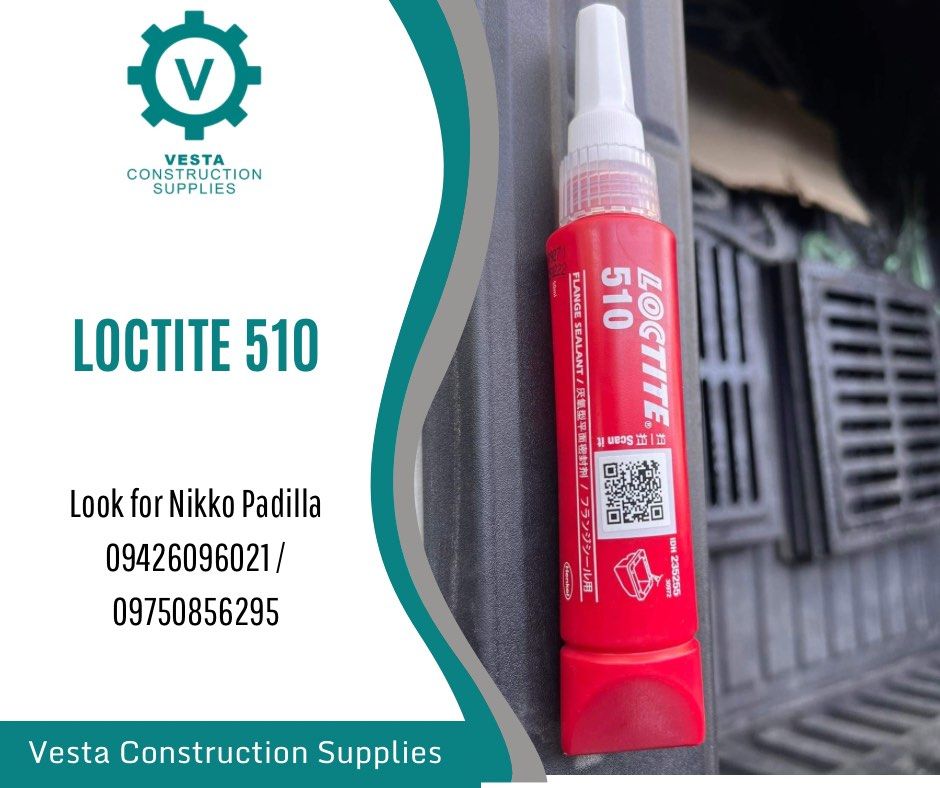 Loctite 510 (Category: Construction Tools & Equipment) located in Manila. Submitted by nikko1122 (Listing ID 1299122695, Image 1). Description: Factory Discounted Price ‼️ For Sale: Loctite 510 Size: 50ML For Faster Transaction Pls Contact: 09426096021/ 09457862928/ 09650856295 Look For Mr. Aaron.