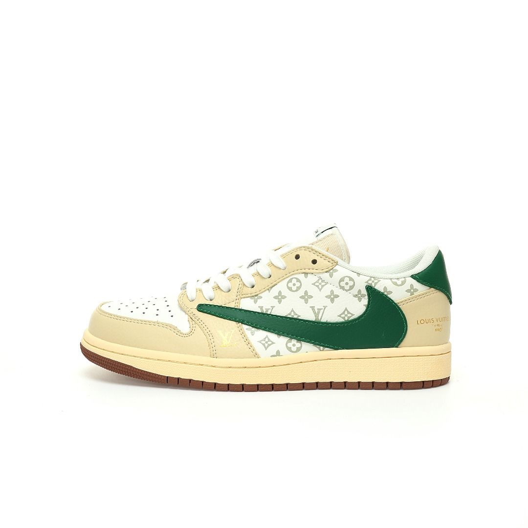 Louis Vuitton x Travis Scott x Nike Air Jordan 1 Low OG SP Beige Green Gold LV Monogram