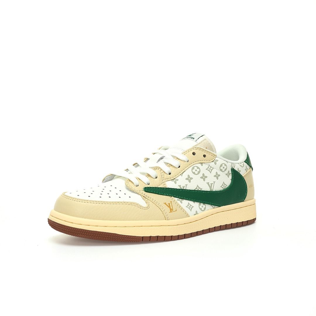 Louis Vuitton x Travis Scott x Nike Air Jordan 1 Low OG SP Beige Green Gold LV Monogram