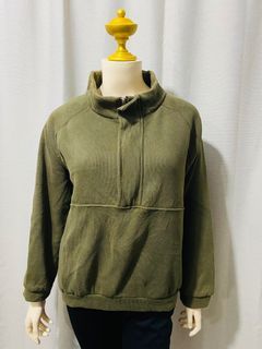 Military Green Half Zip Sweater