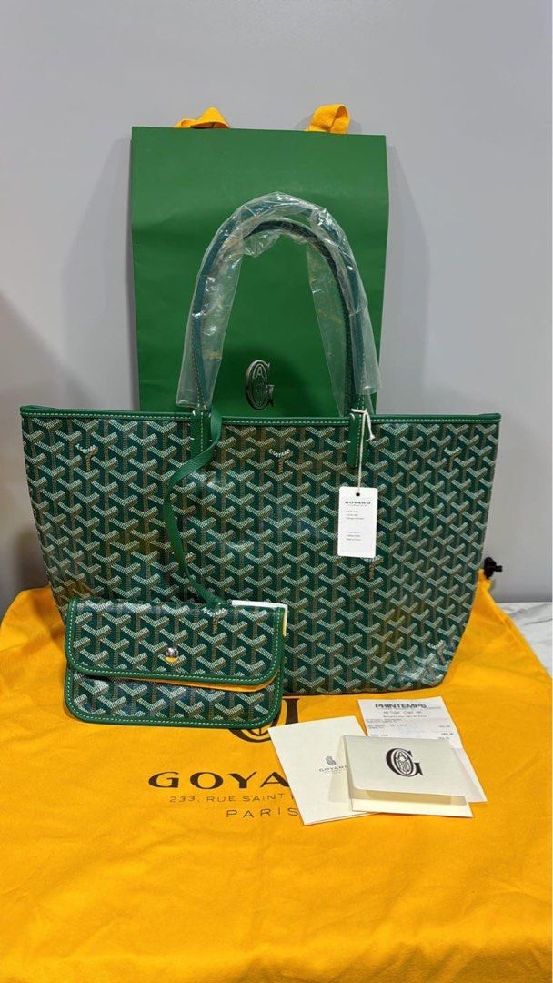 NEW Goyard St Louis PM green 2024 fullset, Barang Mewah, Tas & Dompet di Carousell