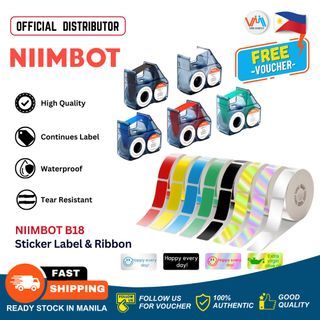 NIIMBOT B18 Label/Cable Stickers and Ribbon Durable PET Material Waterproof Oil Proof High Temperature Resistance Long Term Preservation No Fading Tapes Replacement for B18 Printer for School Work Store Price Tag Food Business Label Organizer - VMI Direct
