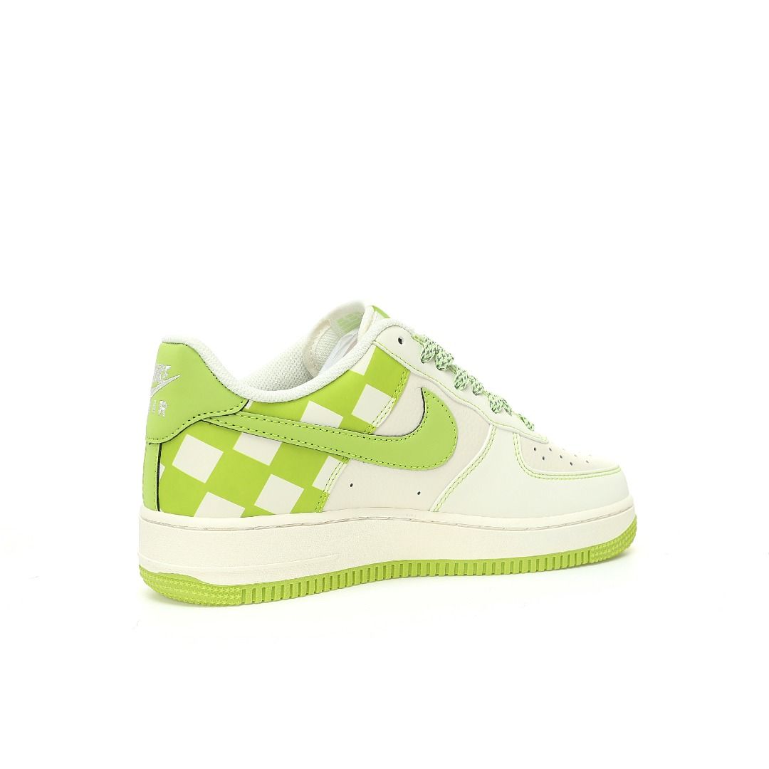 Nike Air Force 1 07 Low Beige White Apple Green Checkerboard