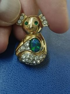 Opal brooch , gold tone,