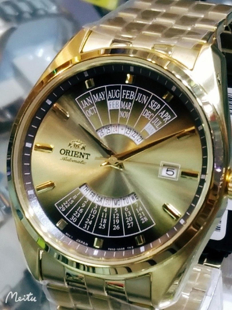 ORIENT WATCH New Multi Year Calender RA BA0001G10B Yellow Gold plated Champagne Dial Automatic Watch Carousell