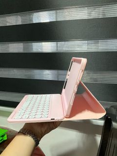 Pink Ipad Mini 6 Case + keyboard with pen holder