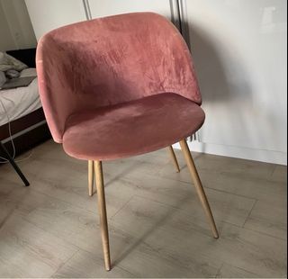 Pink Velvet Modern Minimalist Aesthetic Vanity Chair