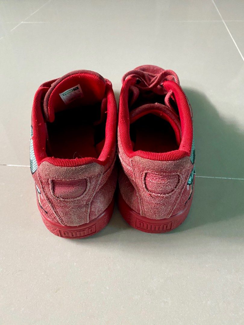 Puma Clyde Snake Embroidery Men s Shoes Ribbon Red Laurel Wreath