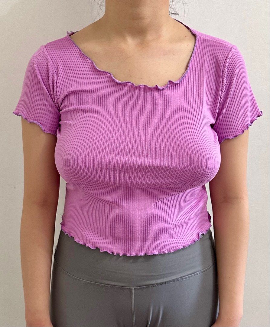 Purple Cropped Shirt (Category: Shirts) located in Quezon City. Submitted by trishystuff (Listing ID 1299155408, Image 2). Description: For Reference: Model's Measurement Height: 5'6 Shoulders: 16.5 - 17 inches Bust: 37 inches Waist: 28-29 inches Hips: 40 inches Mode of payment: Bank transfer (Eastwest/BDO) or Gcash Note: Shipping via Grab or Lalamove ONLY. Fee will be care of buyer..