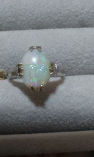 Real opal in silver setting