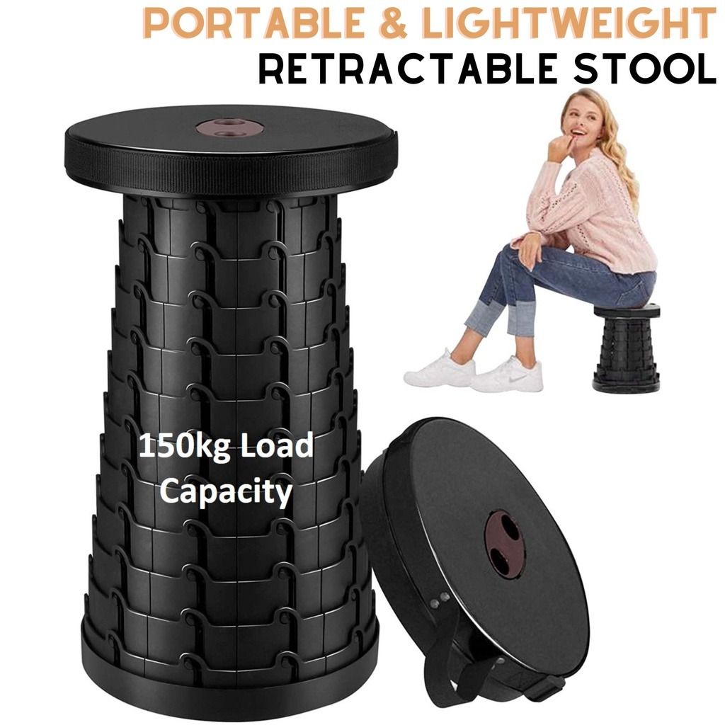 SG FREE Strong Portable Telescopic Collapsible Foldable Stool Folding Sturdy Lightweight Retractable Stools Seat Chair Sports Equipment Hiking Camping on Carousell