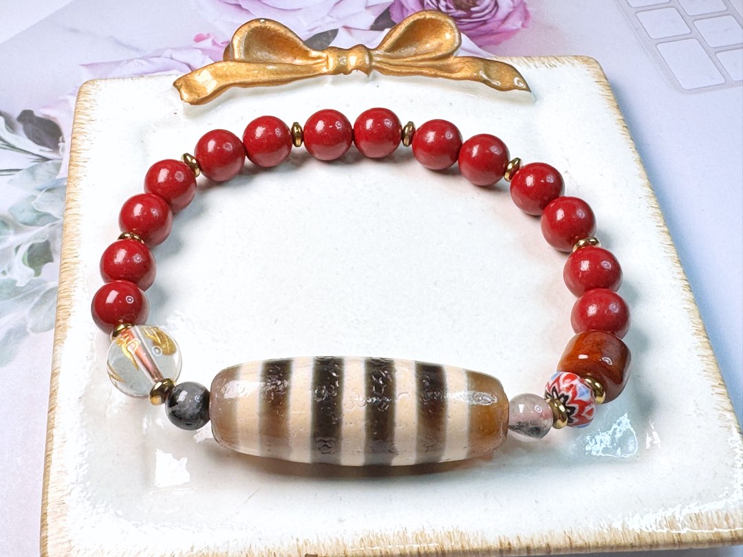 Tibetan Dzi Beads Five Line Dzi Beads 西藏天珠藏传老矿高油五线线珠 