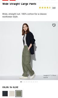 Uniqlo Wide Straight Cargo Pants (Olive)