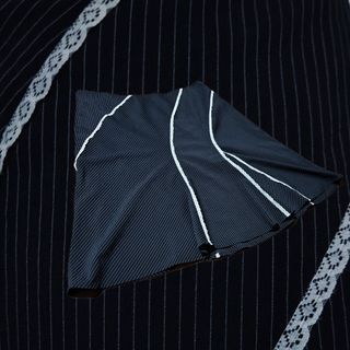 XXL black striped lace detail skirt cute office siren kawaii cute gothic lolita esque striped midi zipper skirt