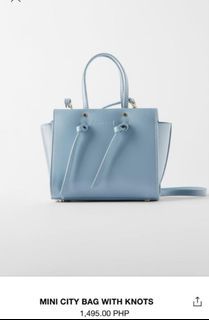 zara mini city bag with knots light blue