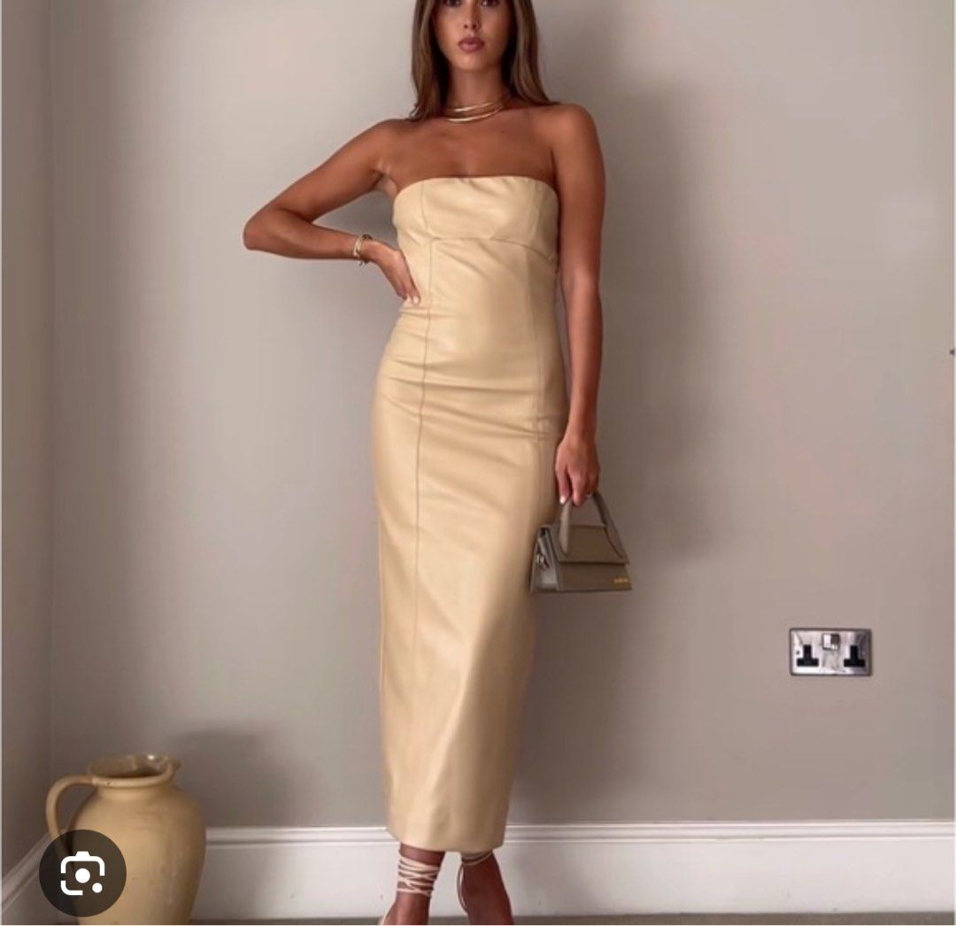 Zara cream leather dress discount