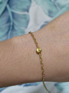 18k Saudi Gold Bracelet w/ Cateye Pendant 7.5"