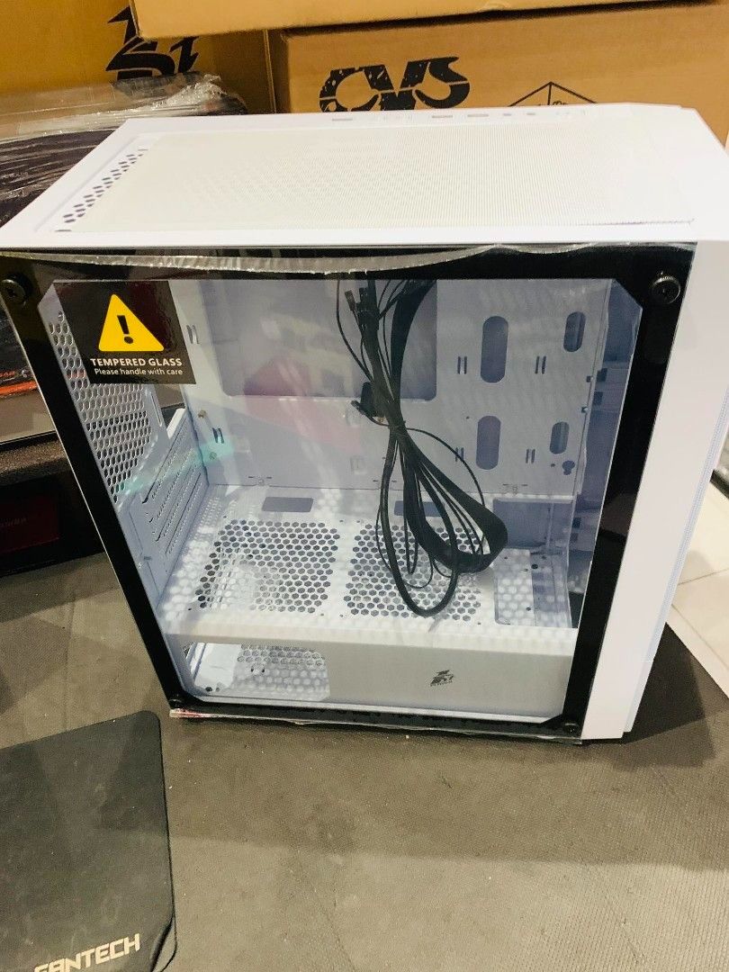 1STPLAYER Firebase X4-M M-ATX Mid Tower Mesh Front Tempered Glass White ...