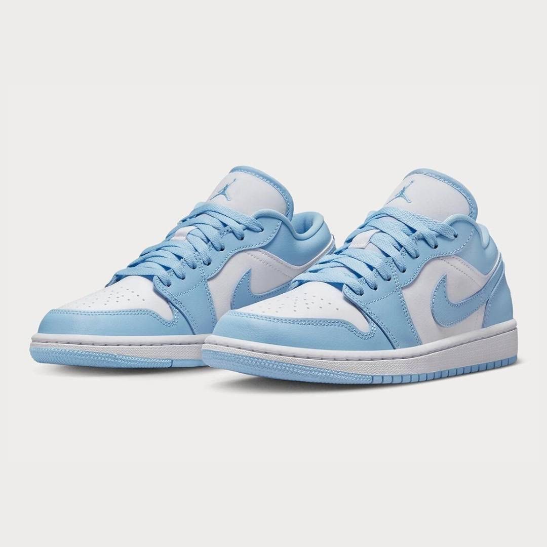 Low top blue and white jordans best sale