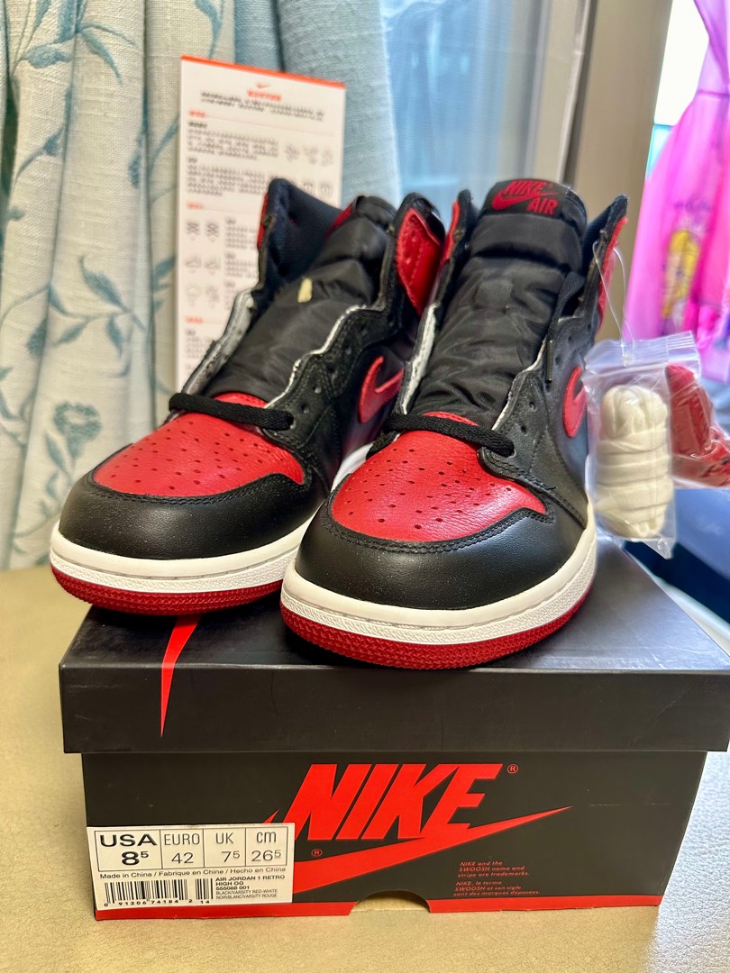 Air Jordan 1 retro high OG Bred 2016 US8.5, 男裝, 鞋, 波鞋- Carousell