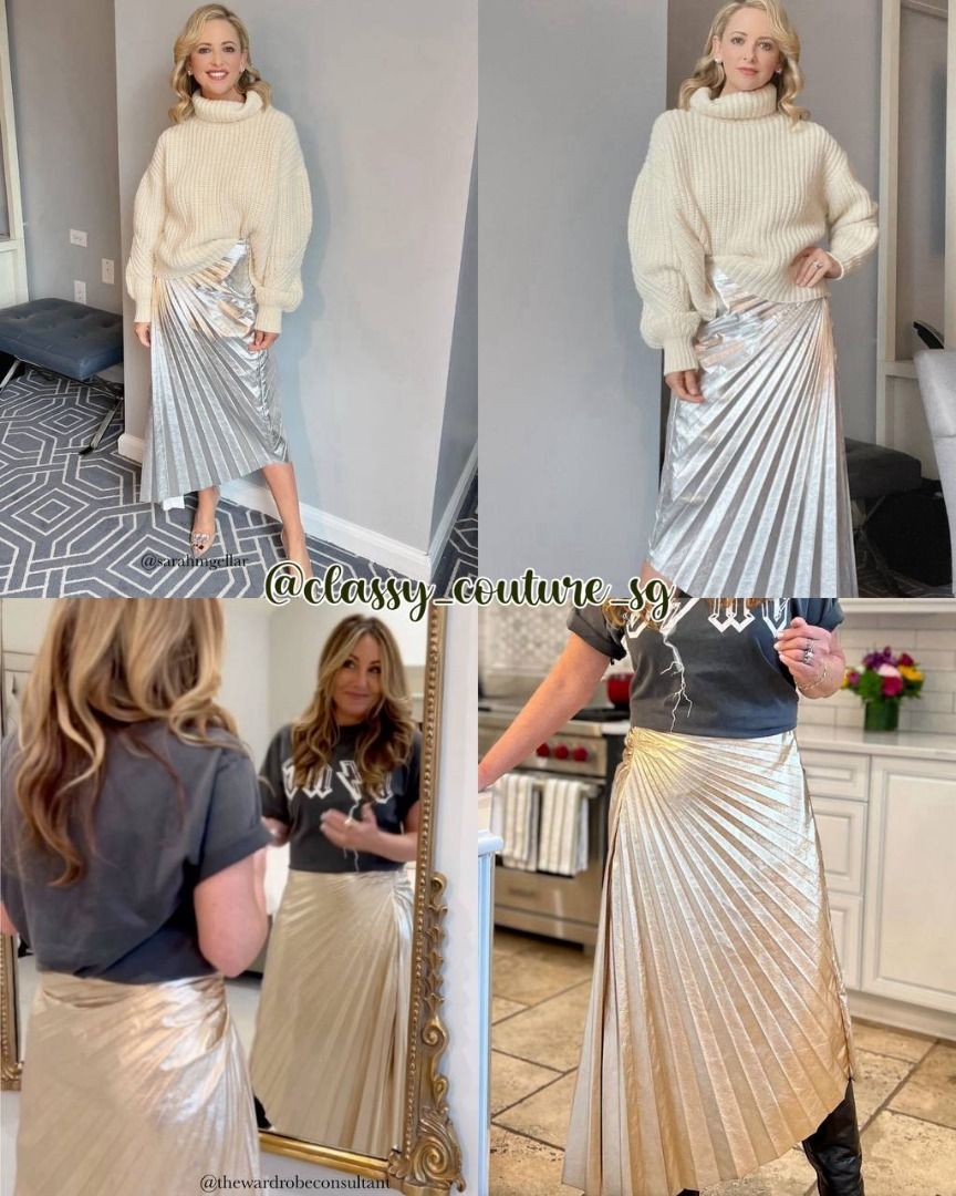 Alc silver pleated skirt hot sale