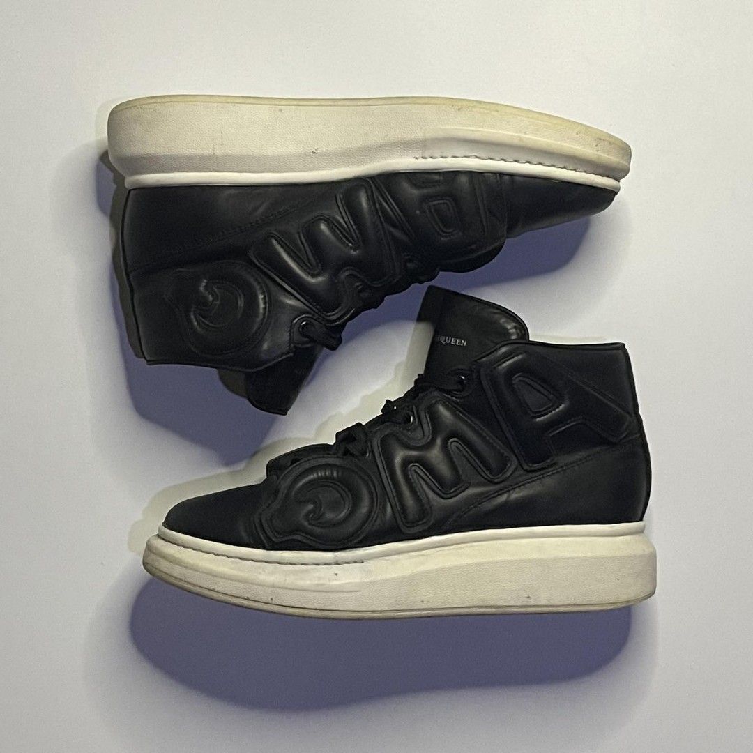 Alexander McQueen AMQ high black leather sneaker Women s Fashion Footwear Sneakers on Carousell