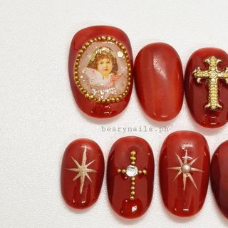 Angel red nails press on nails