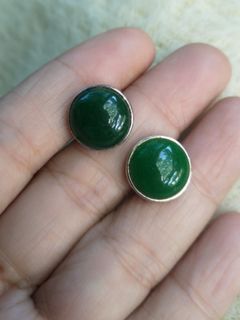Antique jade sterling silver 925 earrings