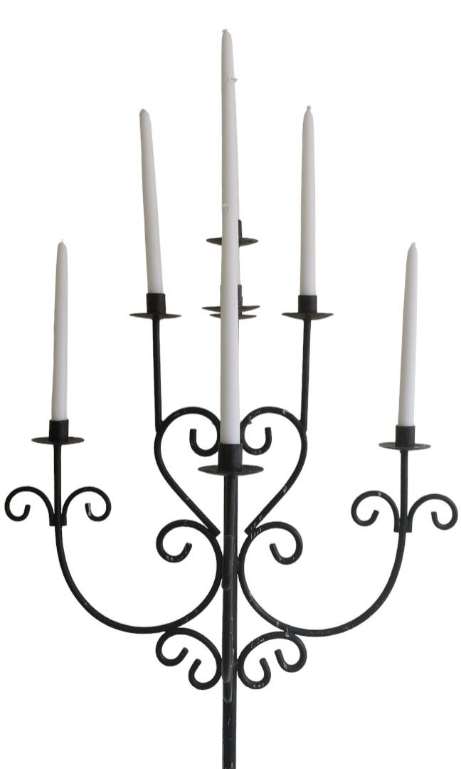 Tall Antique Wrought Iron Floor Candle Stand, Furniture & Home Living, Home Decor, Other Home