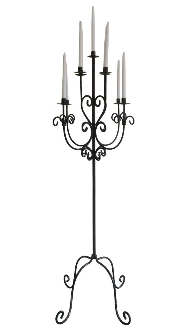 Tall Antique Wrought Iron Floor Candle Stand, Furniture & Home Living, Home Decor, Other Home