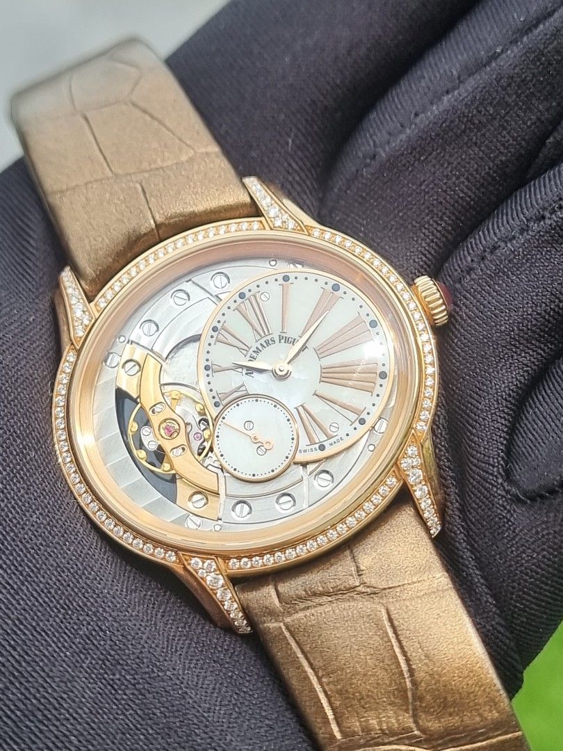 AUDEMARS PIGUET MILLENARY LADY HAND WOUND WATCH 77247OR.ZZ.A812CR.01 77247OR 77247 AP AUDEMARS DIAMOND DIAMONDS MOTHER OF PEARL MOP DIAL Luxury Watches on Carousell