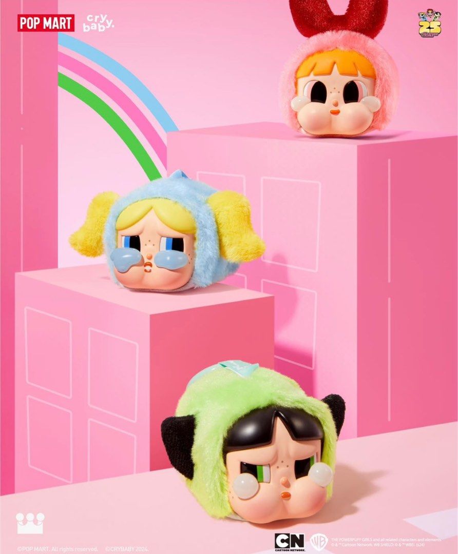 Authentic Popmart crybaby powerpuff girls PPG vinyl face plush keychain