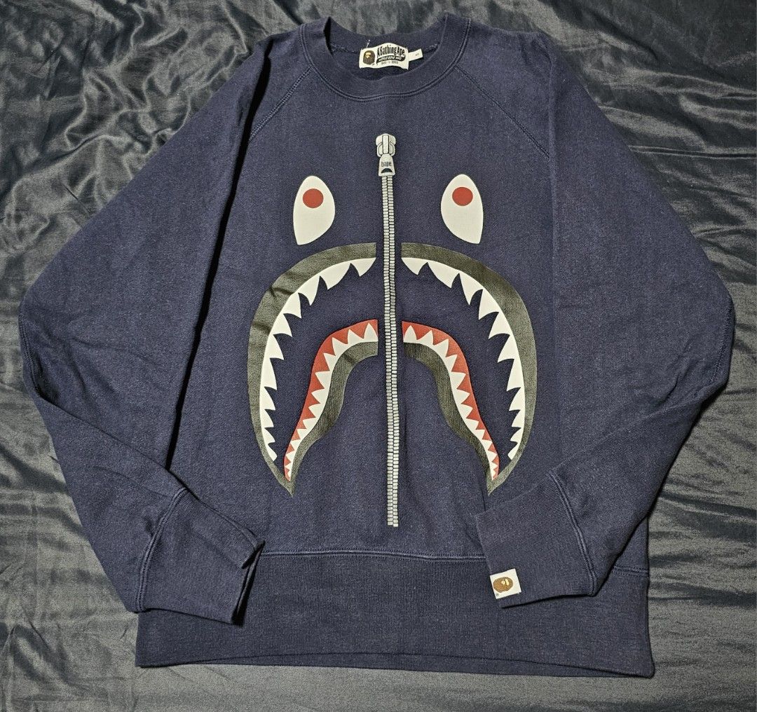 Bape shark crewneck sweater Men s Fashion Tops Sets Hoodies on Carousell