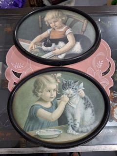 beautiful lithographs around 1900 in original oval wooden frames