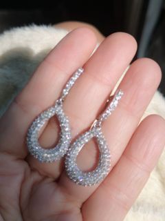 Beautiful Russian diamond sterling silver 925 Dangle earrings