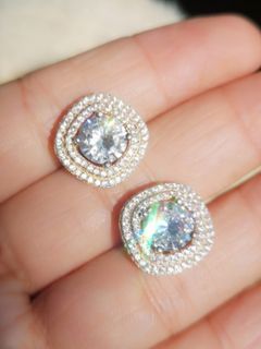 Beautiful Russian diamond sterling silver 925 earrings