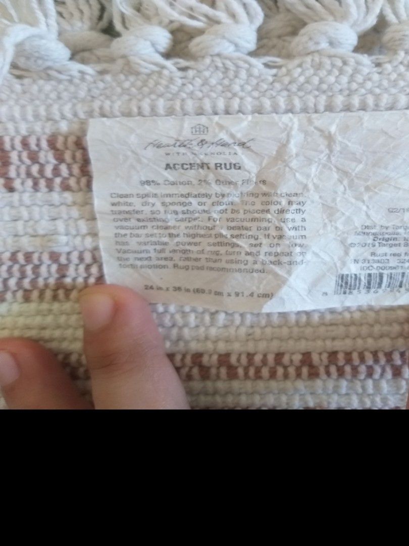 boho tassel area accent rug (Category: Carpets, Mats & Flooring) located in Cavite. Submitted by wishie_collects (Listing ID 1299328294, Image 2). Description: Area accent rug fringe cotton rope from India 24" x 35".