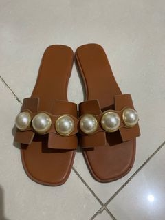 Brown slide sandals