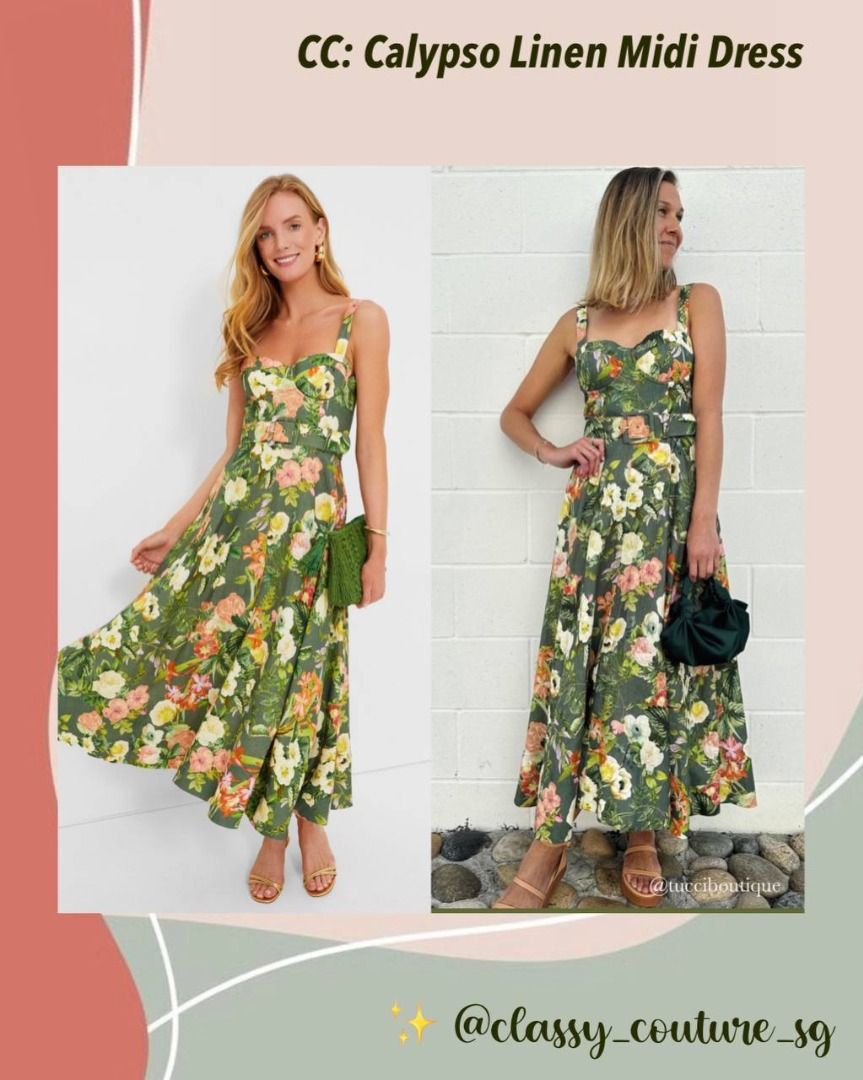 cara cara calypso sweetheart bustier floral linen midi dress Cara Cara Calypso Bustier floral-print Midi Dress | Blue